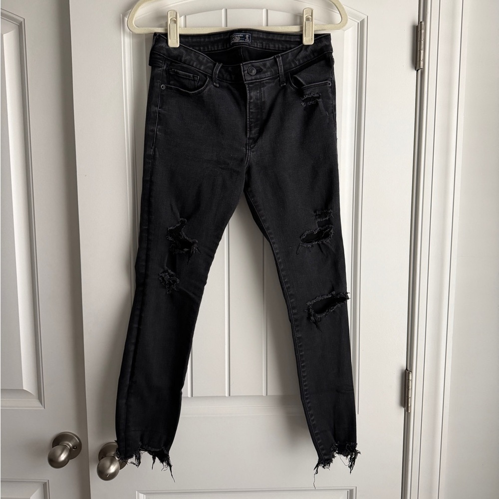 Abercrombie & Fitch Black Distressed Ankle Jeans